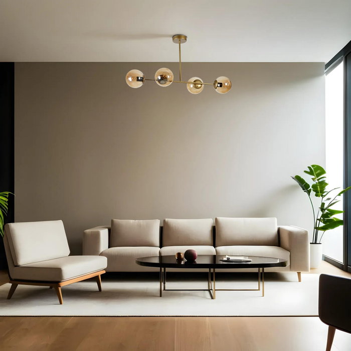 Opviq Lámpara de araña Yeni Favori de 4 luces en Ámbar y Oro Opviq Lámpara de araña Yeni Favori de 4 luces en Ámbar y Oro